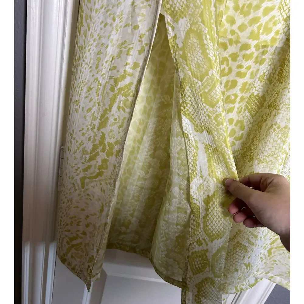 ALLSAINTS NWT $229 Clara Noche Lime Green Snake Print Midi Skirt Size 10
